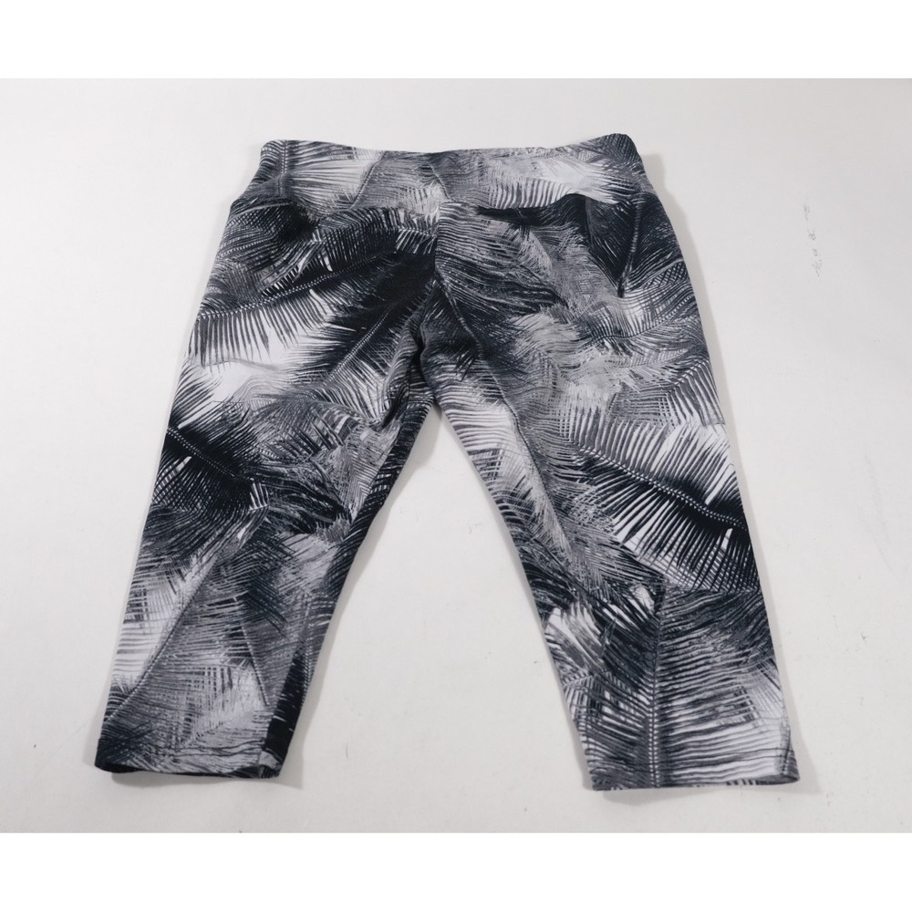 Suave Leggings Womens Petite L Black White Palm Tummy Control Capri Leggings